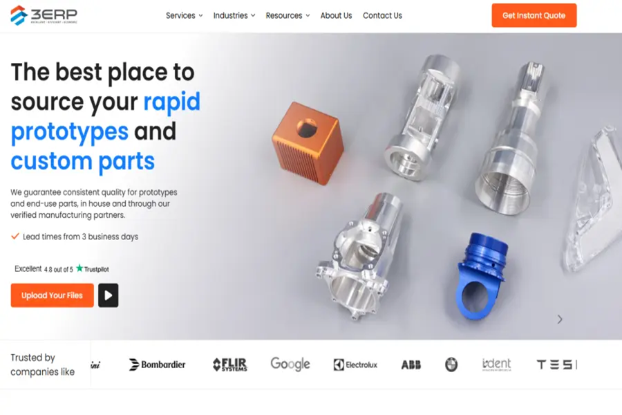 3ERP rapid prototyping and parts website
