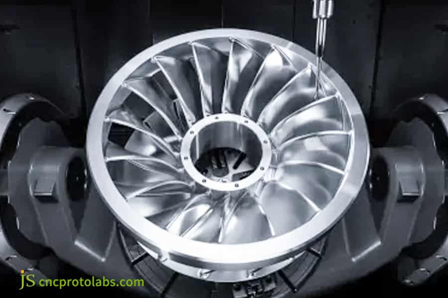 Turbine blade 5-axis machining​ in a factory