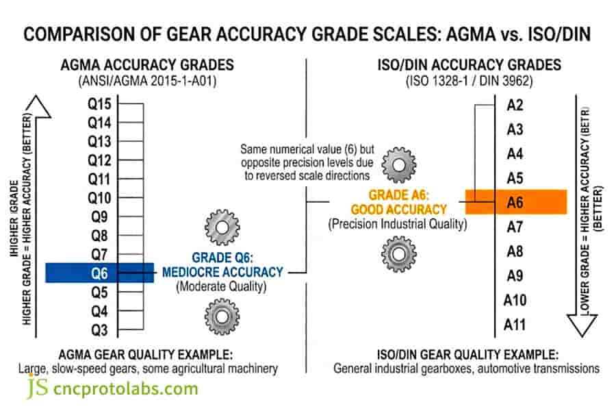 AGMA- und DIN-Genauigkeitsklassentabelle für Kegelräder