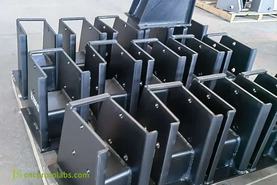 Batch of welded metal brackets on a pallet