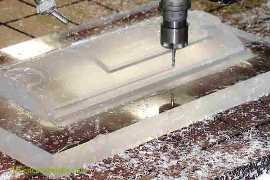 CNC drill bit performing acrylic CNC machining