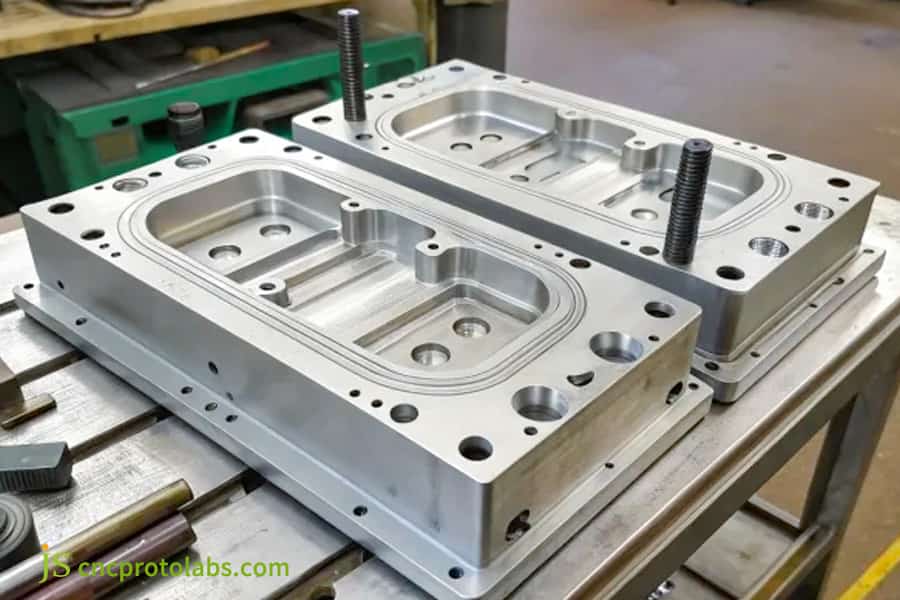 Usinagem CNC de precisão para moldes de injeção.