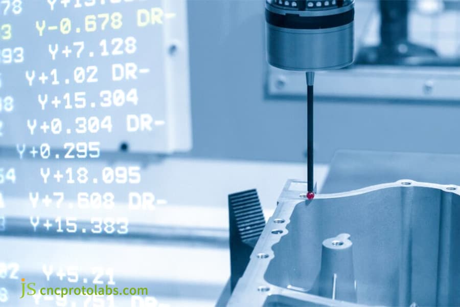 CNC probe verifying precision part tolerances