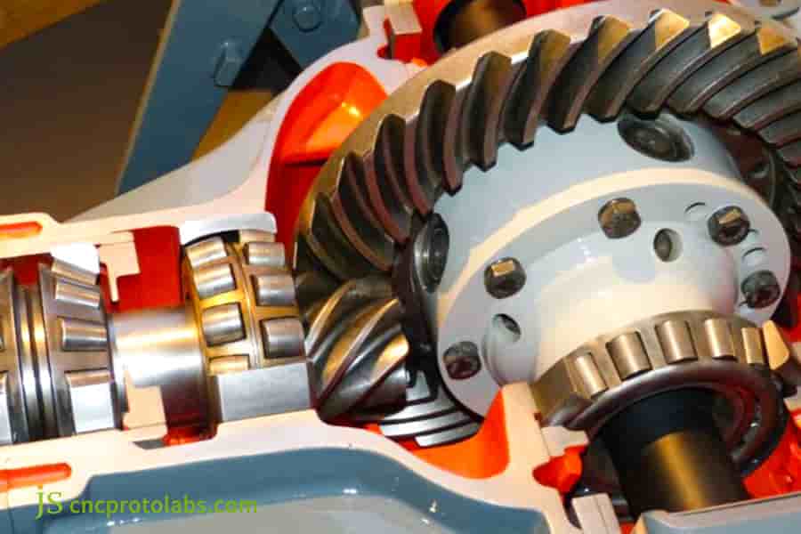 Cutaway view of automotive gear manufacturing