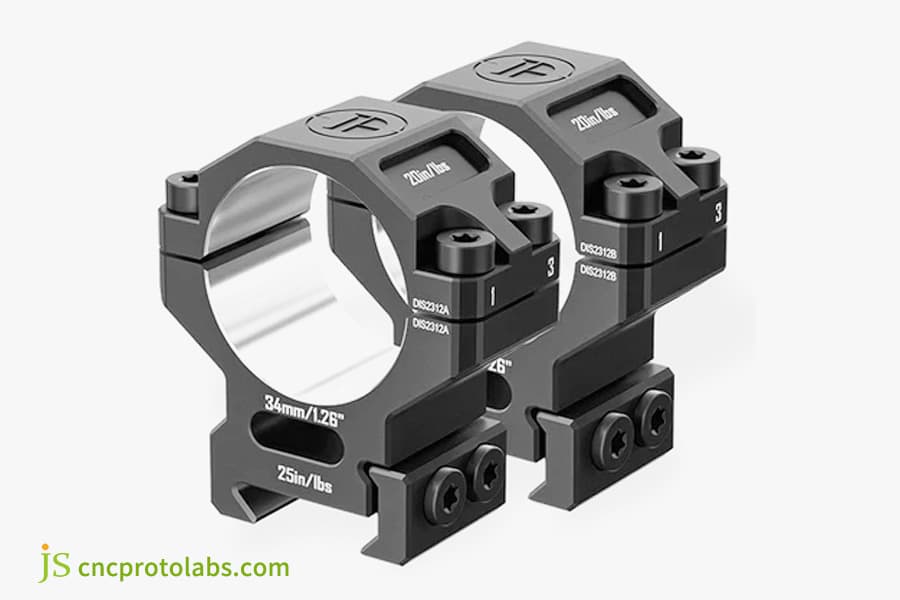 CNC milling for aluminum parts scope rings.