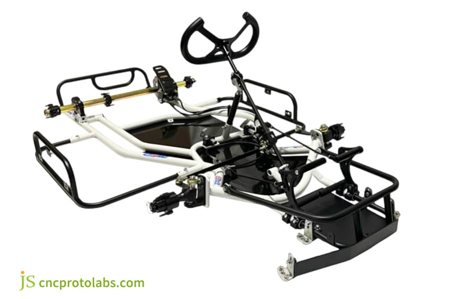 Prototipo de kart de aluminio fabricado en metal.