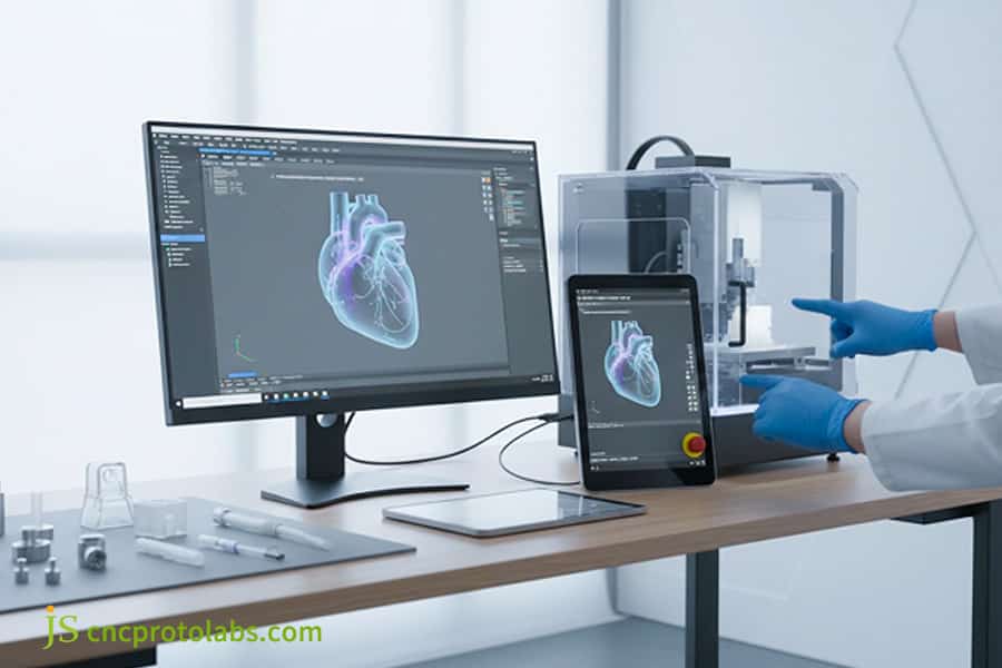Medical device rapid prototyping​ heart model.