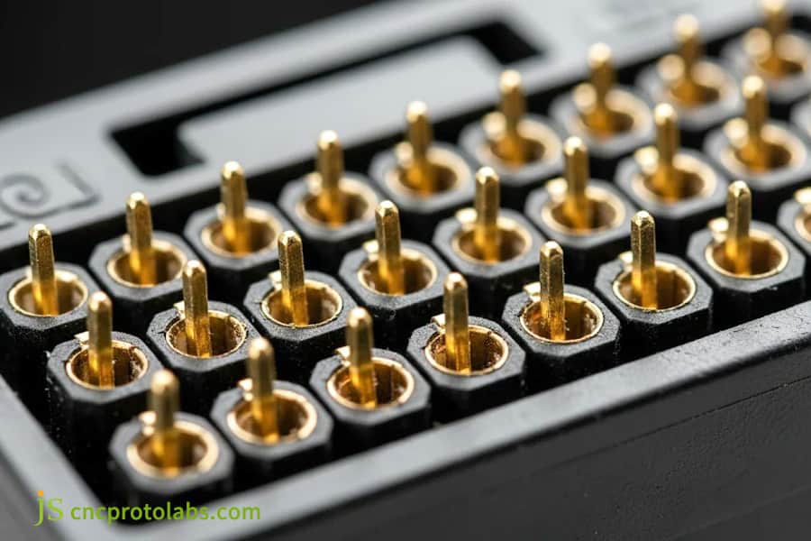 Connettore con inserto stampato in ottone denso