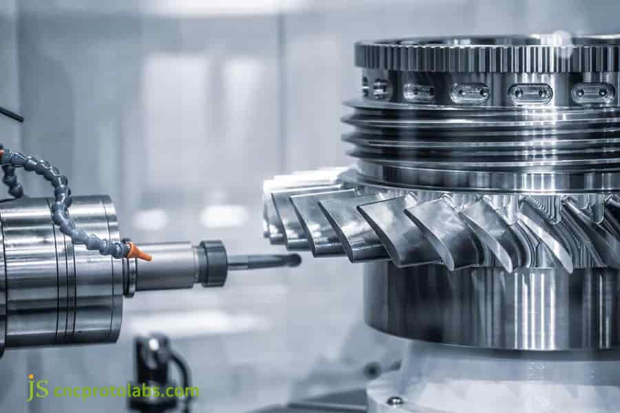 Fresatura di precisione CNC su un pezzo.