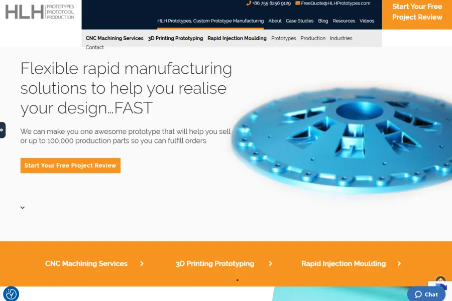 الصفحة الرئيسية لنماذج HLH لخدمات التصنيع باستخدام الحاسب الآلي