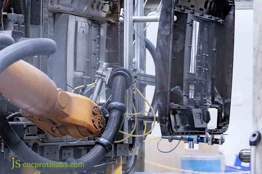 A large automotive part in injection molding