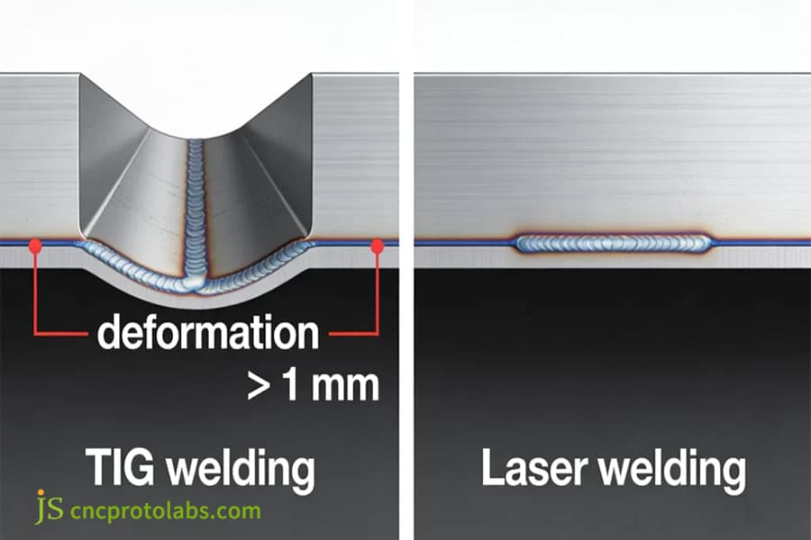 Laser welding vs TIG​ distortion thin metal