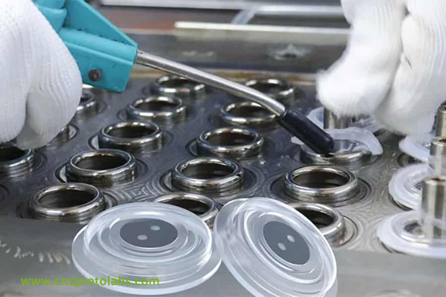 Hand placing LSR​ sealing rings.