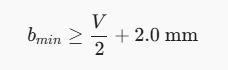 Formula for calculating the minimum sheet metal bend flange length.