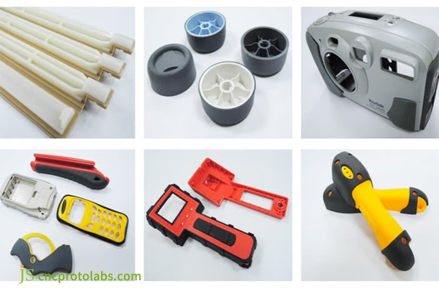 Showcase of multi-color injection molded parts