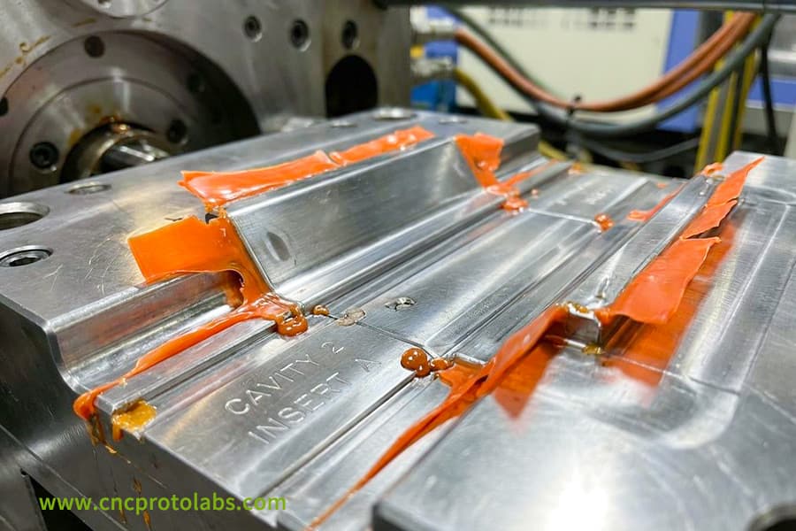 Mold insert showing flash defect detail