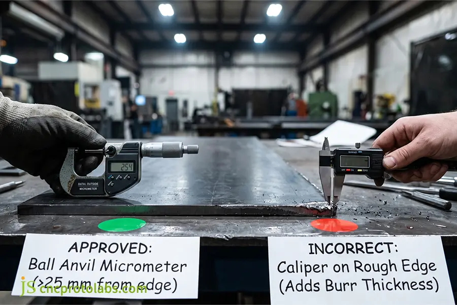 CNC press brake air bending setup showing V-die opening and sheet metal thickness tolerances.
