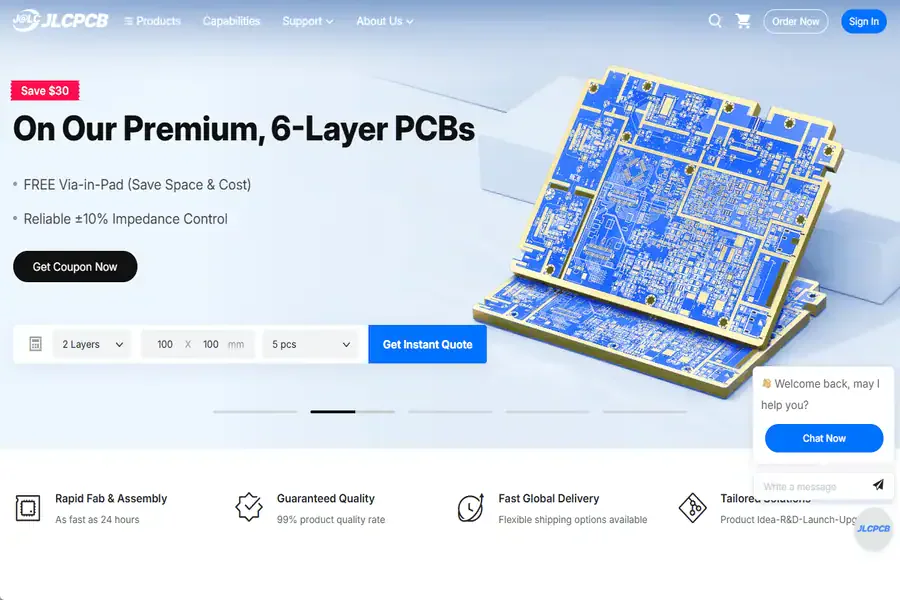 JLCPCB PCB prototyping and fabrication site