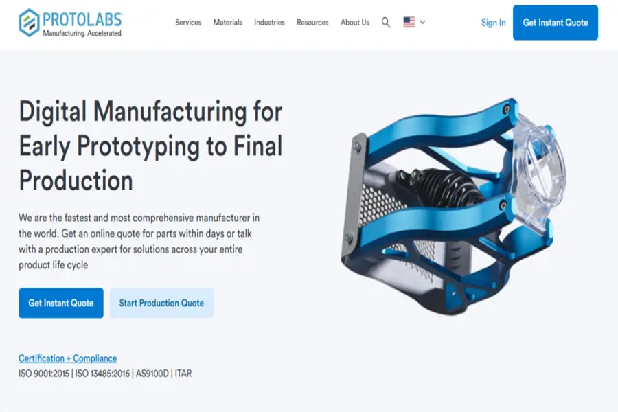 Protolabs fast digital manufacturing website