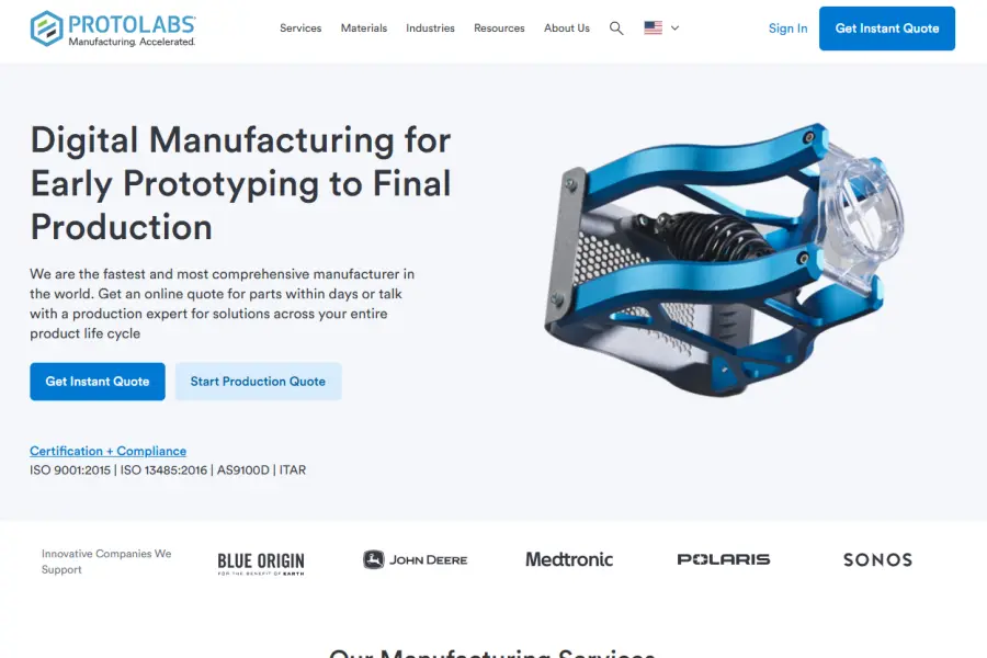 موقع Protolabs للتصنيع الرقمي السريع