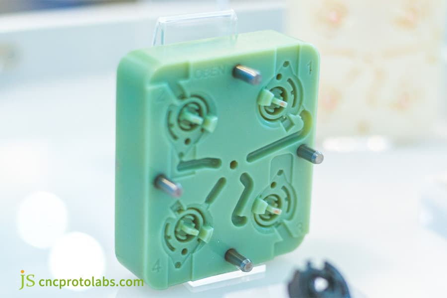 A prototype injection mold with four cavities