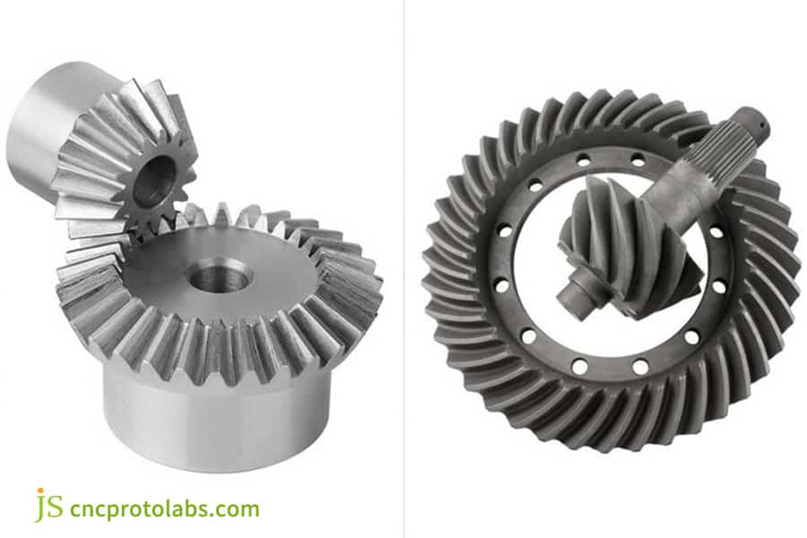 Vergleich von geradverzahnten und spiralverzahnten Kegelradkonstruktionen.