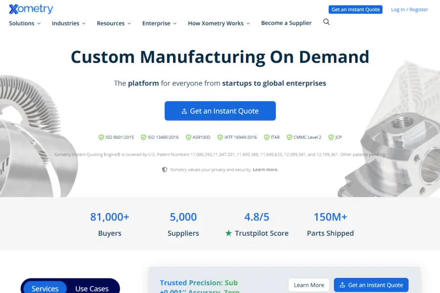 منصة Xometry للمكونات الدقيقة المخصصة